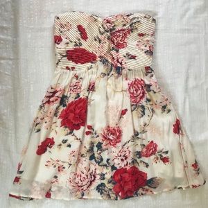 Romantic Floral Strapless Dress